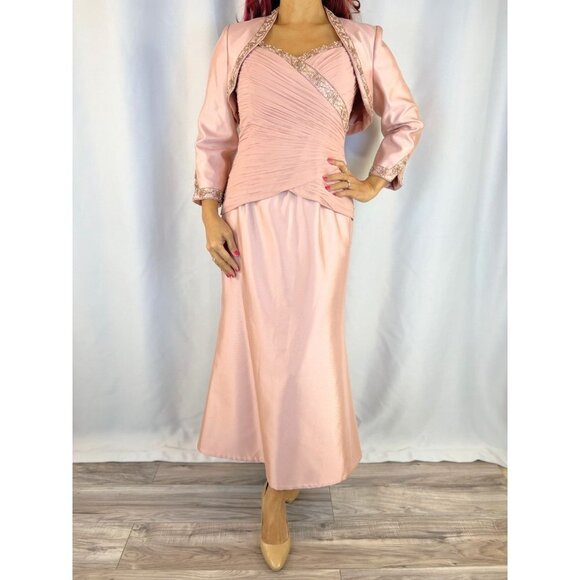 Cachet Vintage VTG Pink Tea Length Dress and Jacket Pair - Picture 2 of 14